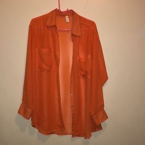 American Apparel Chiffon Button Down Orange